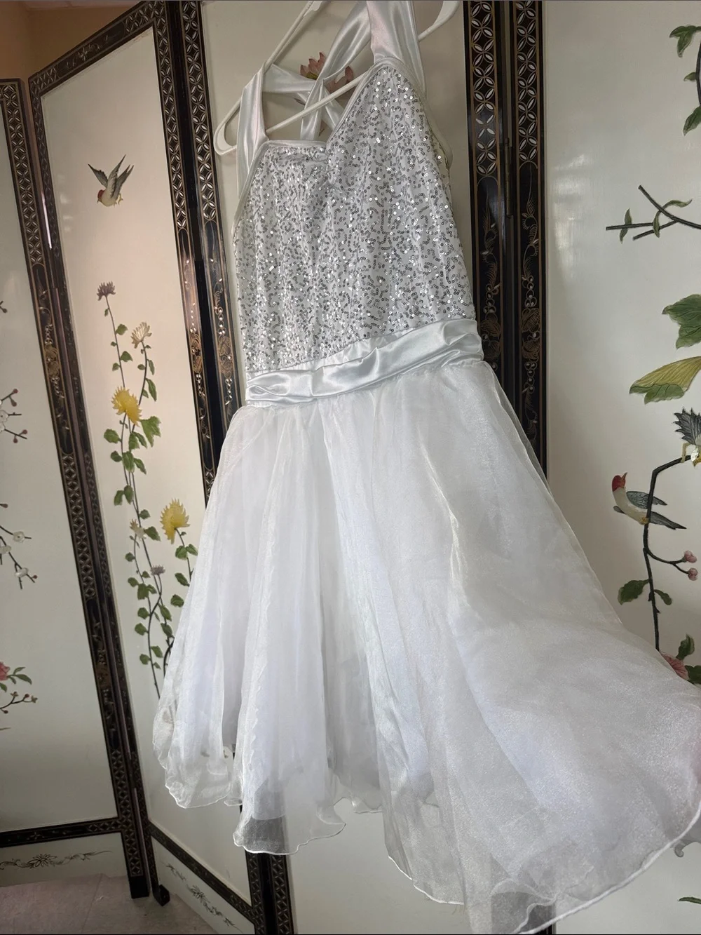 Weissman White Sequin Tulle Special Occasion Dress FITS X-L GIRL or AD MED